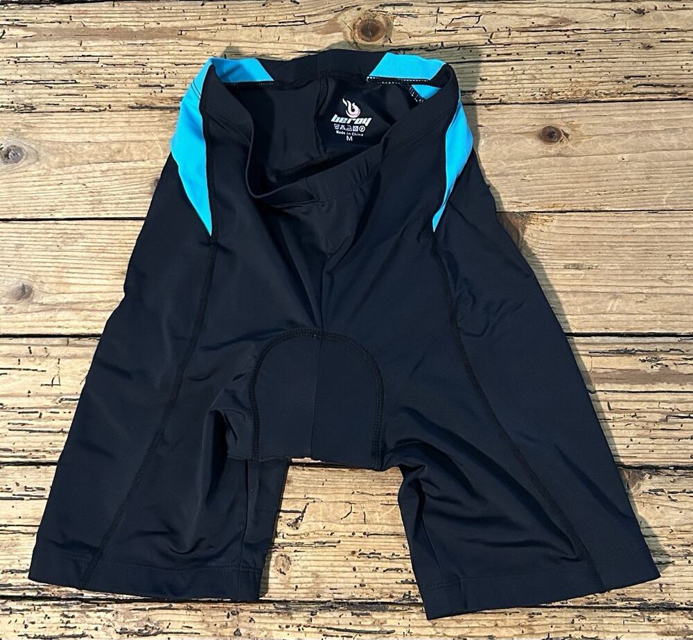 Beroy Men’s Size M Black/Blue Mens Padded Cycling Shorts NWOT